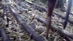 couple has passionate sex at african forest campsite