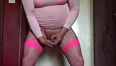 Crossdresser sucks and swallows cum after anal