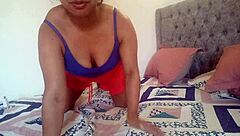 Latina milf enjoys solo time at home