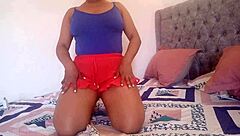 Latina milf enjoys solo time at home