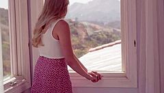 Blonde shows off and invites cum