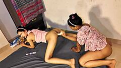 Desi hot cute girls enjoy a wild threesome together