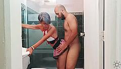 my horny stepsister cleans the bathroom