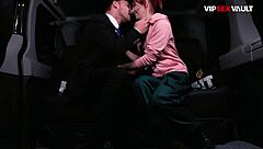 redhead gives sloppy head then gets pounded