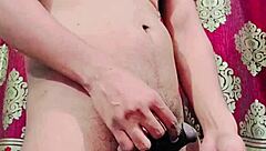 Hairy Feminine Femboy Drinks Own Piss From Small Penis