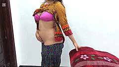 Desi babe does sexy striptease with pissing and ass closeup