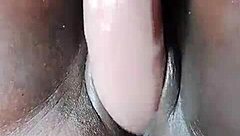 Squirting ebony beauty rides giant dildo with big ass