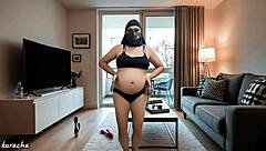 hijab pregnant doctor sits bored in her room