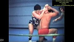 Mixed wrestling match unfolds with intense physical competition