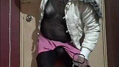Bi Sissy Crossdresser Drinks Half Piss Bottle