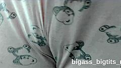 Curvy amateur in pajamas touches herself softly on camera