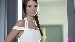 Pigtails Girl Plays With Fast Dildo