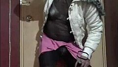Bi Sissy Crossdresser Drinks Half Piss Bottle