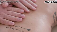 inked latin cougar gets oiled and fingered during massage
