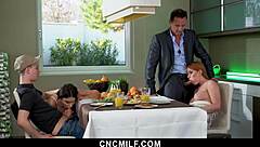 Milf Kiara Takes Dick On Phone And Another Cock At Breakfast