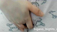 Curvy amateur in pajamas touches herself softly on camera