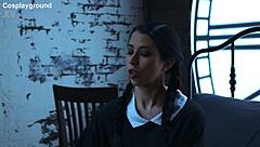 wednesday addams fingers her wet pussy alone