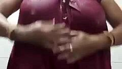 indian beauty bathing sensually in a sheer nighty