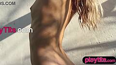 petite blonde australian milf bares skinny figure