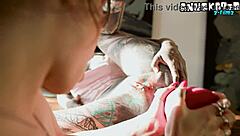Lesbian goths enjoy tattooed anal dildo play