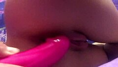 young woman caresses pussy and anal