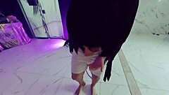 backstage halloween latina gets quick cumshot