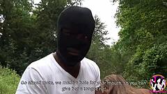 the slut kaily from paris discovers gang bang at the edge of a road then double penetrated in the forest