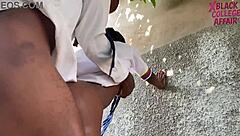 petite classmate takes big cock outdoors fast