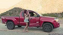 adira allure rescues shemale hitchhikers for pool fun