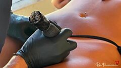 Blonde paid for tattoo with smooth skin