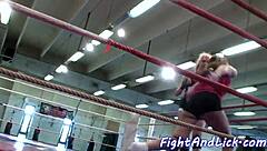 teen dyke licks babe pussy after wrestling