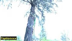 Indian Beauty Enjoys Outdoor Forest Passion