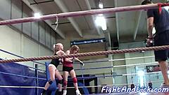 teen dyke licks babe pussy after wrestling