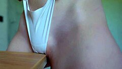 Curvy Girl Next Door Squirts During Table Humping