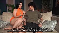 Big Bootied Mature Catches Young Man Masturbating And Decides How To Help Him