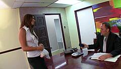 The boss was going to fire his secretary but she gave him her used panties to smell and he changed his mind