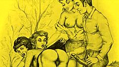 Vintage erotic art displayed in antique style