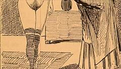 Vintage erotic art displayed in antique style