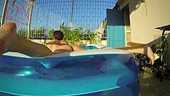 Regina noir masturbates sucks and fucks in the pool outdoor sex fuck a whore in the mouth and pussy cam 1