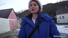 She nervously takes off her clothes in front of a stranger in pov - public agent