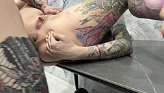 Skinny teen takes cum in ass