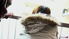 japanese girl gives sloppy blowjob before squirting hard