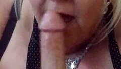 She deepthroats me, her tits bouncing in taboo blowjob