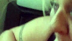 She deepthroats me, her tits bouncing in taboo blowjob