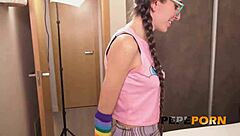 Busty amateur gets a surprise threesome with two men