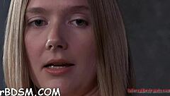 Watch a sexy woman in bondage get tied up and teased