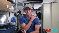 teen jock is placed on directors desk to take his big black cock