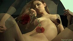 Elvira Red Flower in teasing softcore solo scene