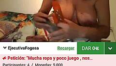 In this amateur TV show, a MILF from Spain performs for the camera.