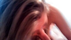 amateur chick gives intense blowjob, exposing her nice tits in amateur video